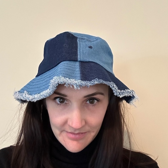 Y2K DENIM PATCHWORK BUCKET HAT Streetwear - Picture 5 of 5